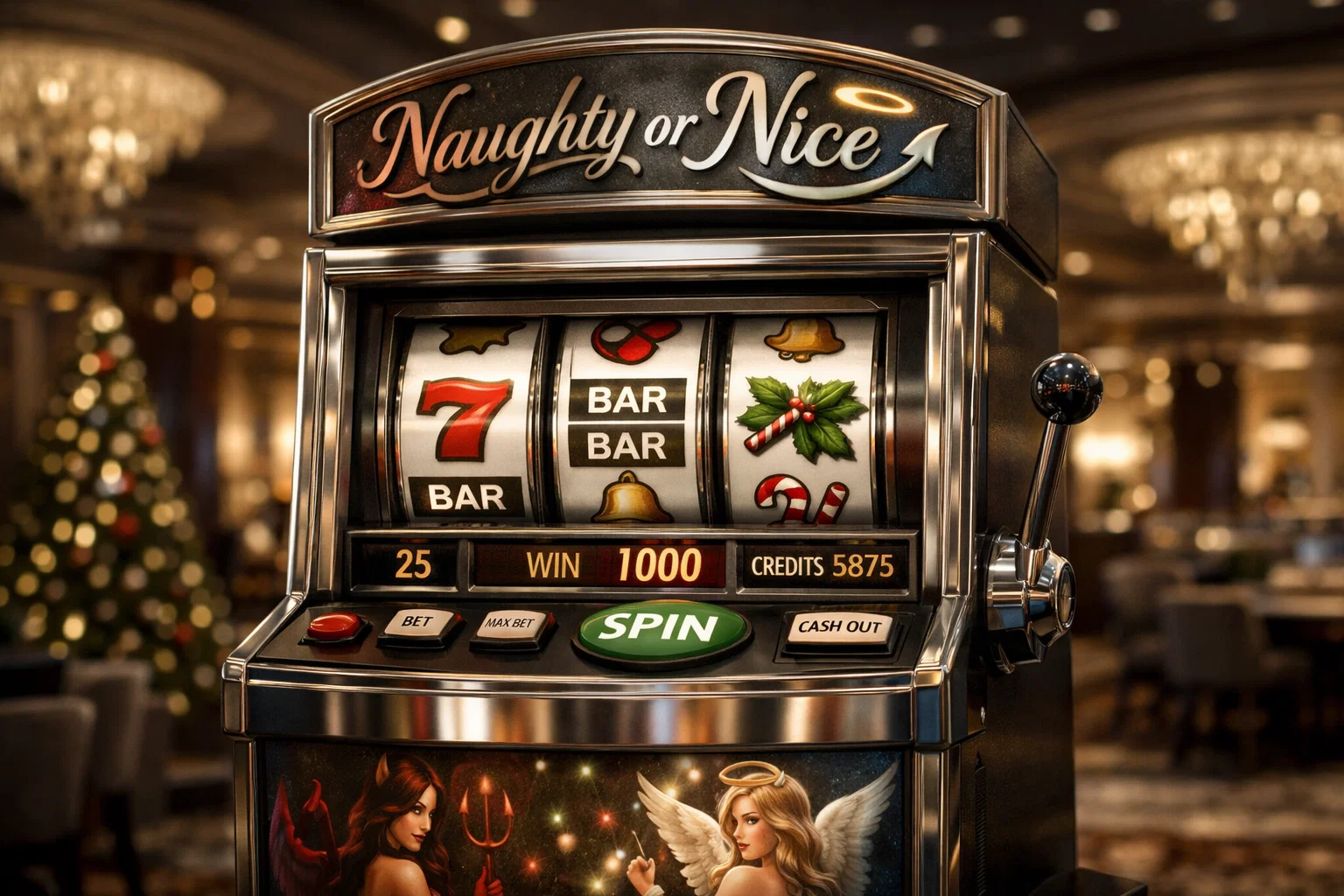 Naughty or Nice slot game fun on a beach
